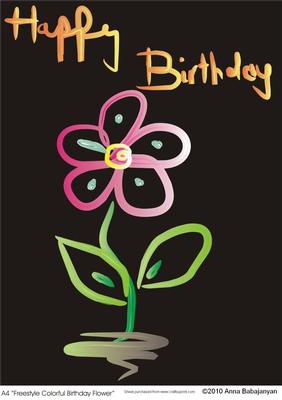 A4 "freestyle Colorful Birthday Flower"