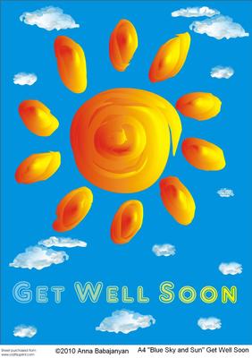 A4 Blue Sky and Sun Get Well Soon