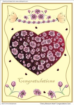 Cherry Blossom Heart Congartulations Card