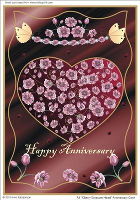 A4 "cherry Blossom Heart" Anniversary Card