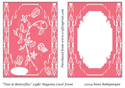 Vine & Butterflies Light Magenta Card Front