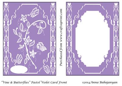 Vine & Butterflies Pastel Violet Card Front