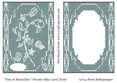 Vine & Butterflies Powder Blue Card Front