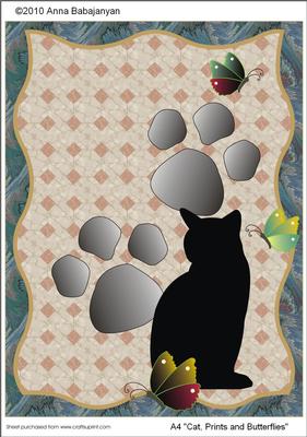 A4 "cat, Prints and Butterflies"