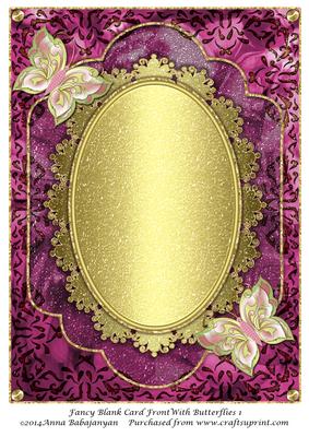 Fancy Blank Card Front with Butterflies 1