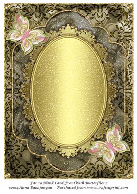 Fancy Blank Card Front with Butterflies 2