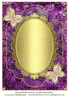 Fancy Blank Card Front with Butterflies 3