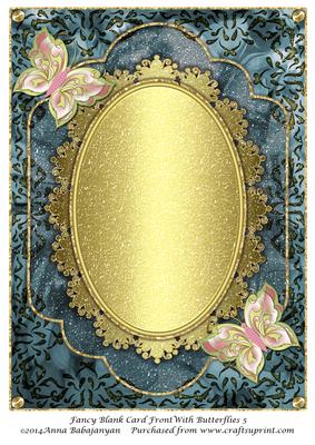 Fancy Blank Card Front with Butterflies 5