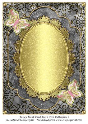 Fancy Blank Card Front with Butterflies 8