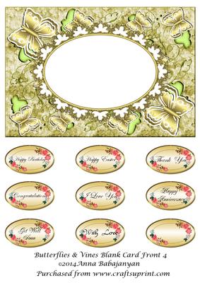 Butterflies & Vines Blank Card Front 4