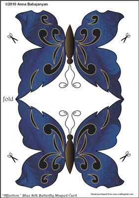 Affection Blue Silk Butterfly Shaped Card