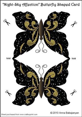 Night-sky Affection Butterfly Shaped Card