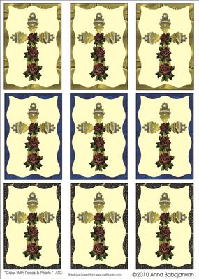 Cross with Roses & Pearls Atc