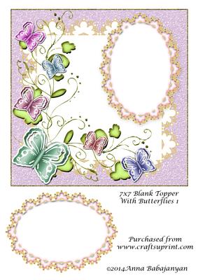 7x7 Blank Topper with Butterflies 1