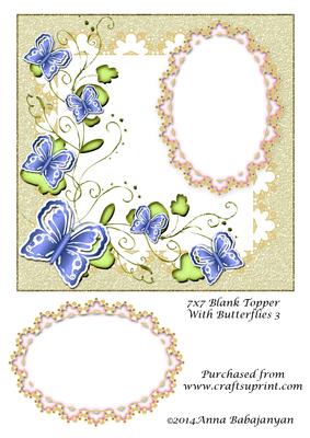 7x7 Blank Topper with Butterflies 3