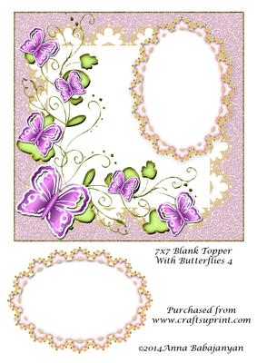 7x7 Blank Topper with Butterflies 4