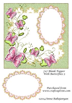 7x7 Blank Topper with Butterflies 5