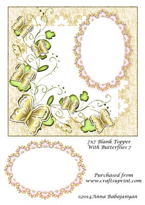 7x7 Blank Topper with Butterflies 7