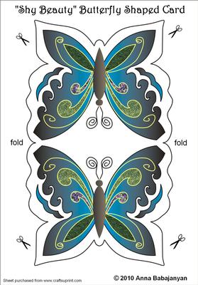 Shy Beauty Butterfly Shaped Card