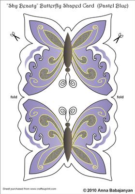 Shy Beauty Butterfly Shaped Card ( Pastel Blue)