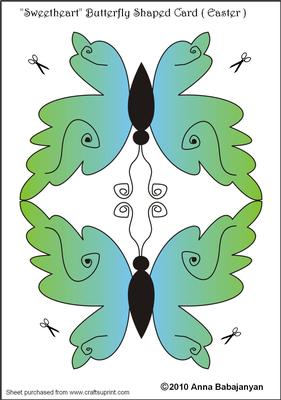 Sweetheart Butterfly Shaped Card ( Easter )