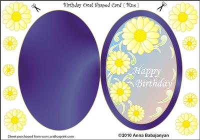 Birthday Oval Shaped Card (blue)