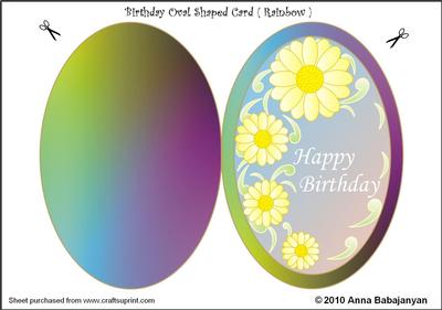Birthday Oval Shaped Card ( Rainbow )