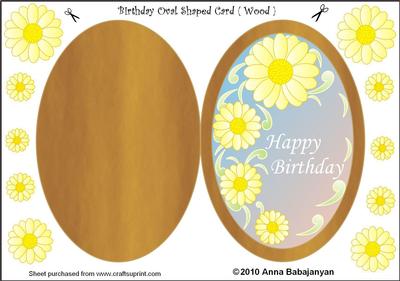 Birthday Oval Shaped Card ( Wood )