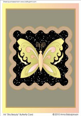 A4 "shy Beauty" Butterfly Card