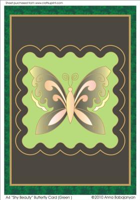 A4 "shy Beauty" Butterfly Card (green)