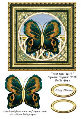 Just One Wish Square Topper with Butterfly 1