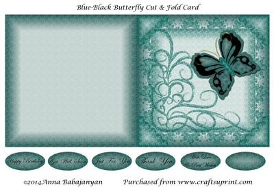 Blue-black Butterfly Cut & Fold Card