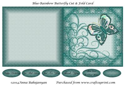 Blue-rainbow Butterfly Cut & Fold Card
