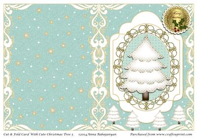 Cut & Fold Card with Cute Christmas Tree 5