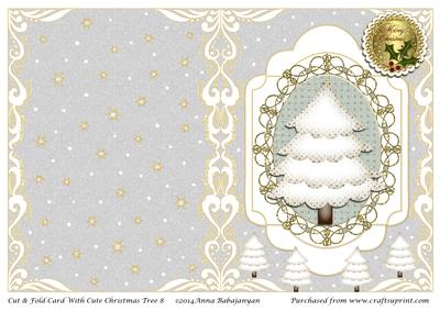 Cut & Fold Card with Cute Christmas Tree 8
