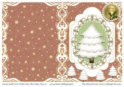 Cut & Fold Card with Cute Christmas Tree 11