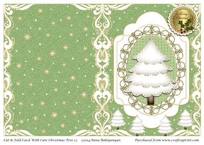 Cut & Fold Card with Cute Christmas Tree 12