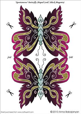 Spontaneous Butterfly Shaped Card ( Black-magenta )