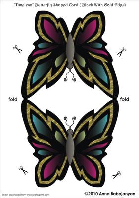 Timeless Butterfly Shaped Card ( Black with Gold Edge )