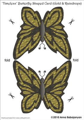 Timeless Butterfly Shaped Card ( Gold & Raindrops )