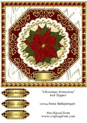 Christmas Poinsettia 8x8 Topper