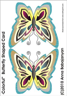 Colourful Butterfly Shaped Card
