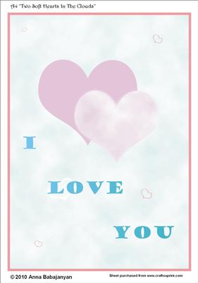 A4 "two Soft Hearts in the Clouds"
