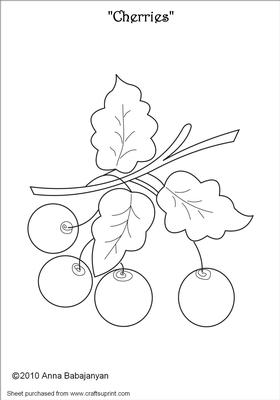 Cherries Digital Stamp, Glass Painting