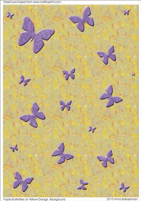 Purple Butterflies on Yellow-orange Background