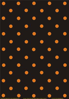 Orange Polka Dots with White Outline on Black (10mm)