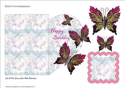 Cut & Fold Corner Card with Butterflies