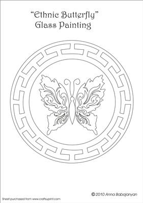 Ethnic Butterfly Glass Painting