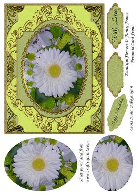 Beautiful Flowers in Fancy Frame Pyramid Card Front
