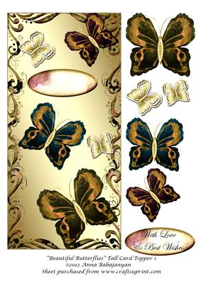Beautiful Butterflies Tall Card Topper 1